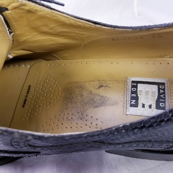 DAVID EDEN GENUINE CROCODILE LIZARD MEN SHOES OXFORDS BLACK GRAY SIZE 13 EUC - Picture 6 of 13